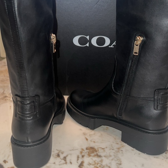 NIB COACH WOMEN'S LILLI TALL  LEATHER BLACK BOOTS SZ 7B/37.5 - Picture 9 of 13